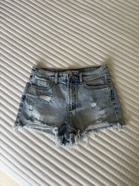 Altar'd State Light Blue Distressed Denim Shorts